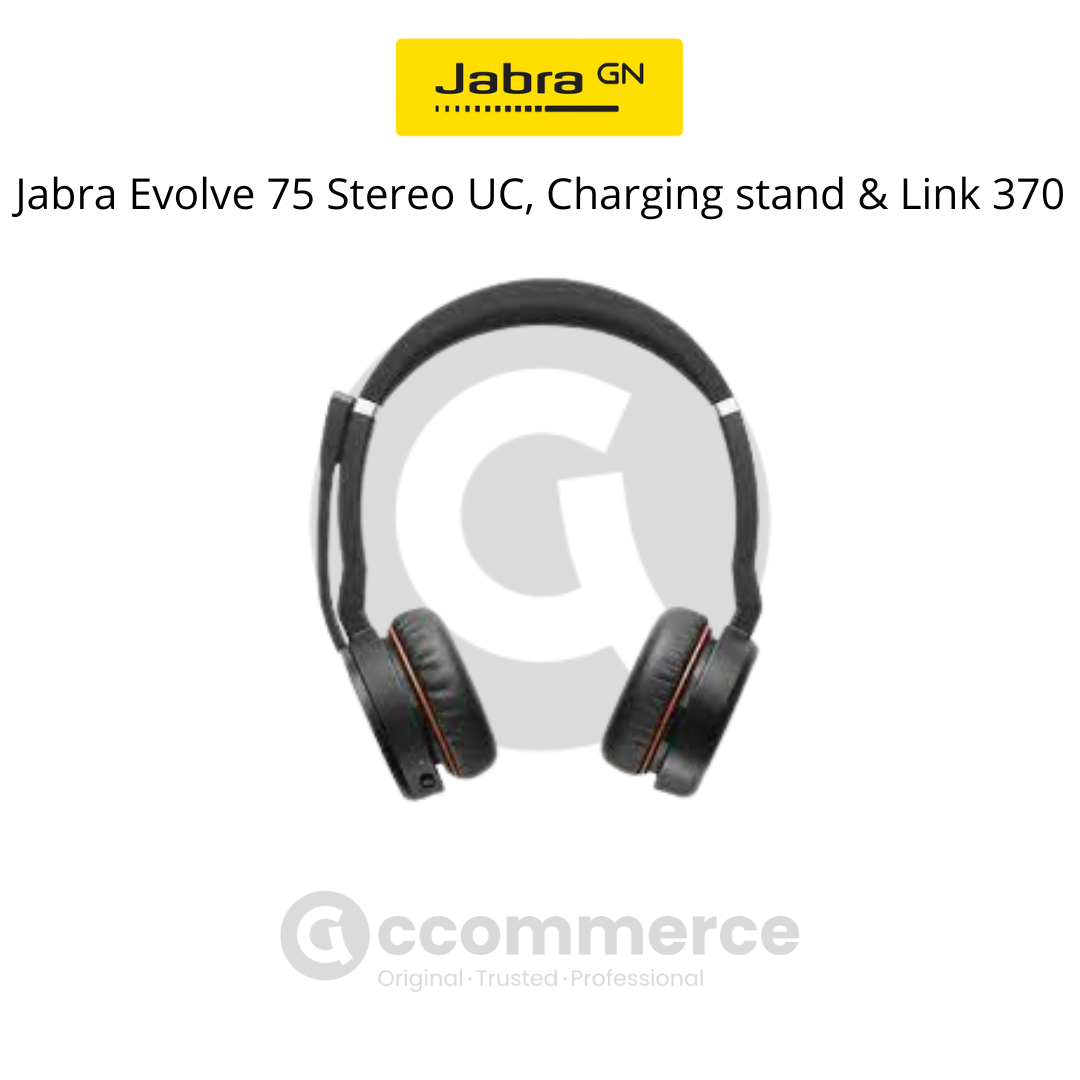Jabra Evolve 75 Stereo UC, Charging stand & Link 370 - Accommerce